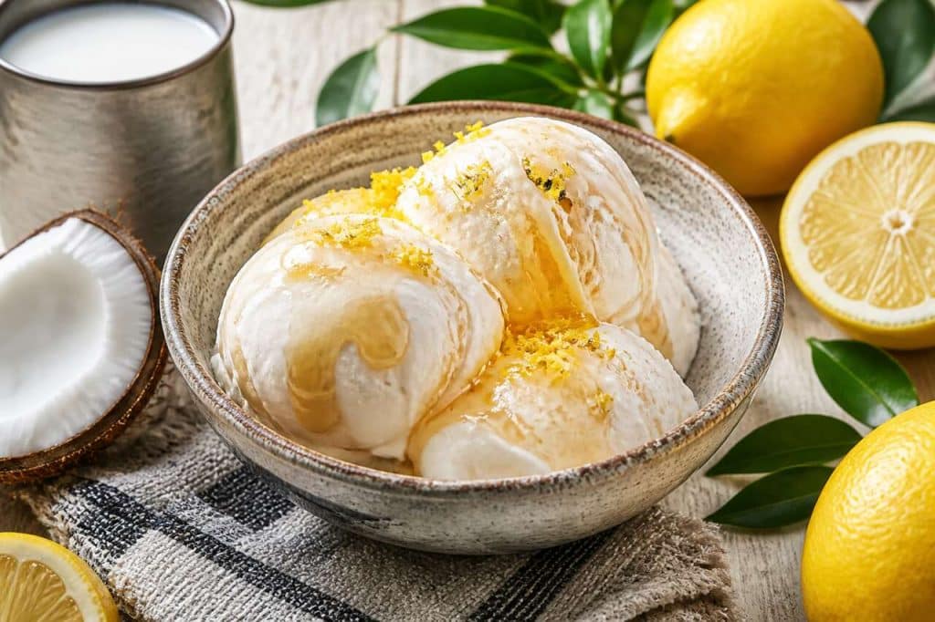 Glace coco citron vegan sans sorbetière : recette facile