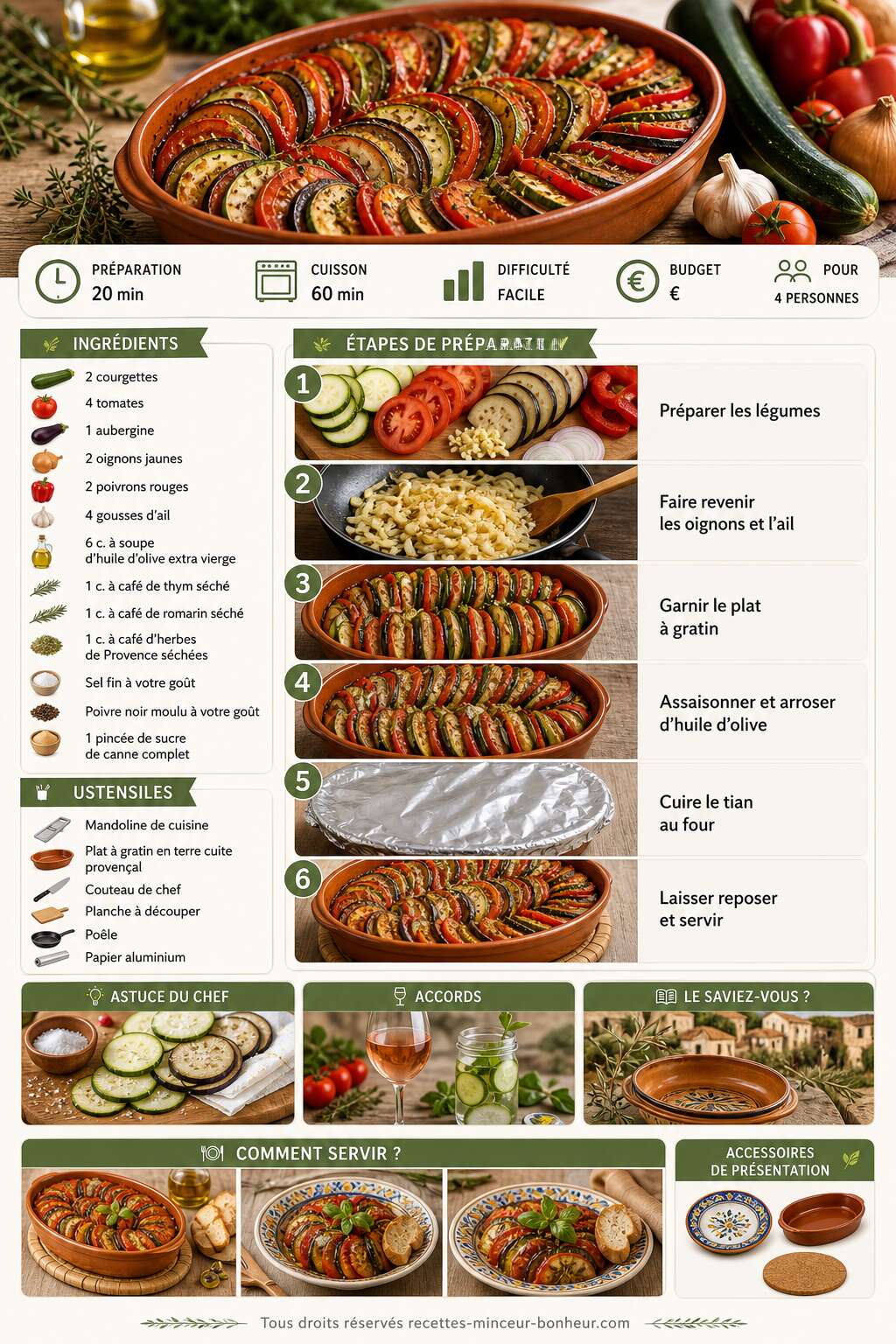 Fiche recette Recette : tian Provençal Vegan, saveurs d'Été Fiche recette Recette : tian Provençal Vegan, saveurs d'Été