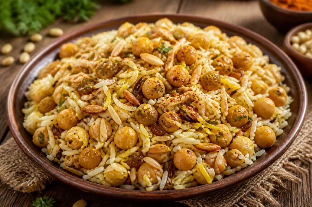 Duo de riz aux pois chiches et raisins : recette gourmande