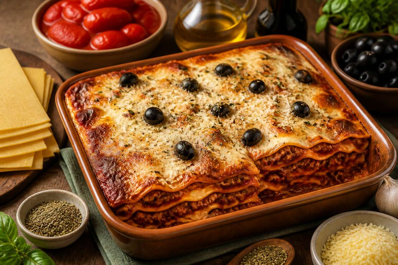 Lasagne bolognaise maison aux olives noires : recette savoureuse