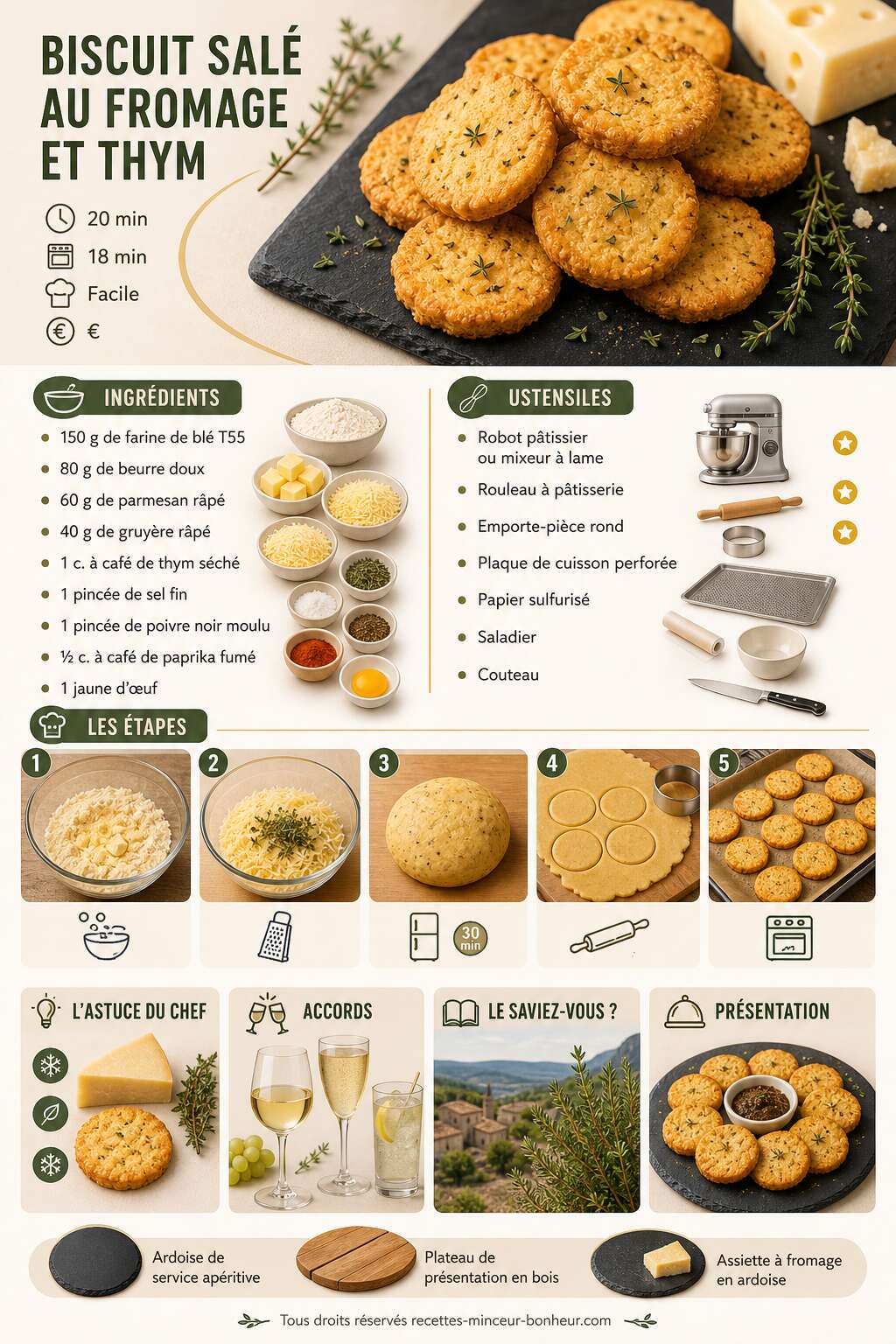 Fiche recette Biscuit salé au fromage et thym : la recette parfaite Fiche recette Biscuit salé au fromage et thym : la recette parfaite