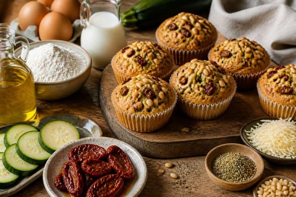 Muffins courgette, tomates et pignons de pin : recette saine et gourmande