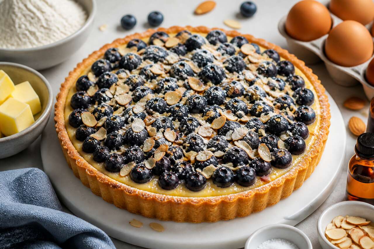 Tarte aux myrtilles et crème d'amande : recette gourmande et facile