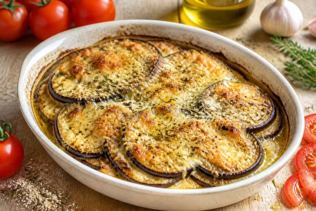 Gratin d'aubergine à la tomme fermière : recette savoureuse et facile