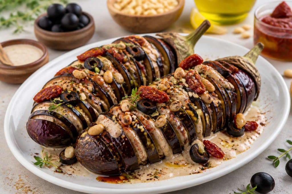 Aubergines hasselback végan : recette gourmande et saine