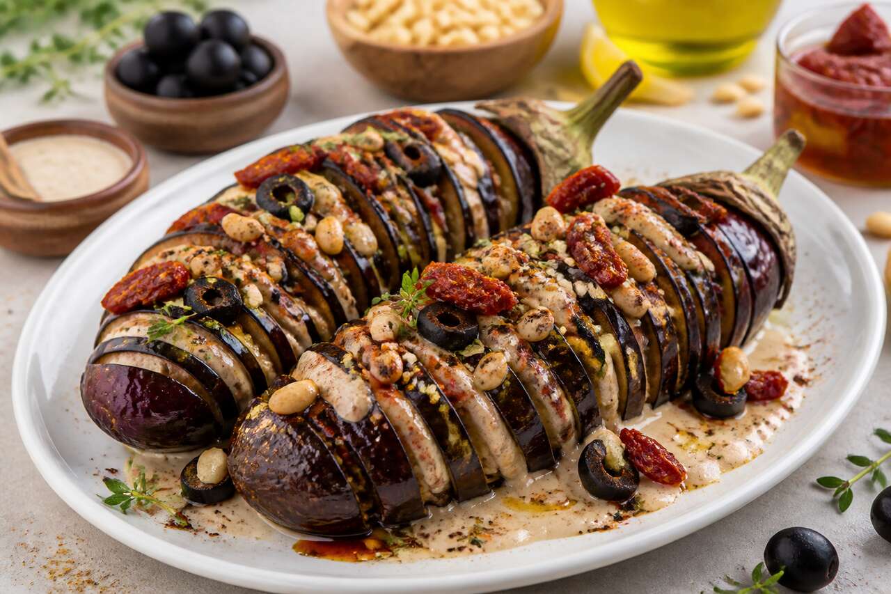 Aubergines hasselback végan : recette gourmande et saine