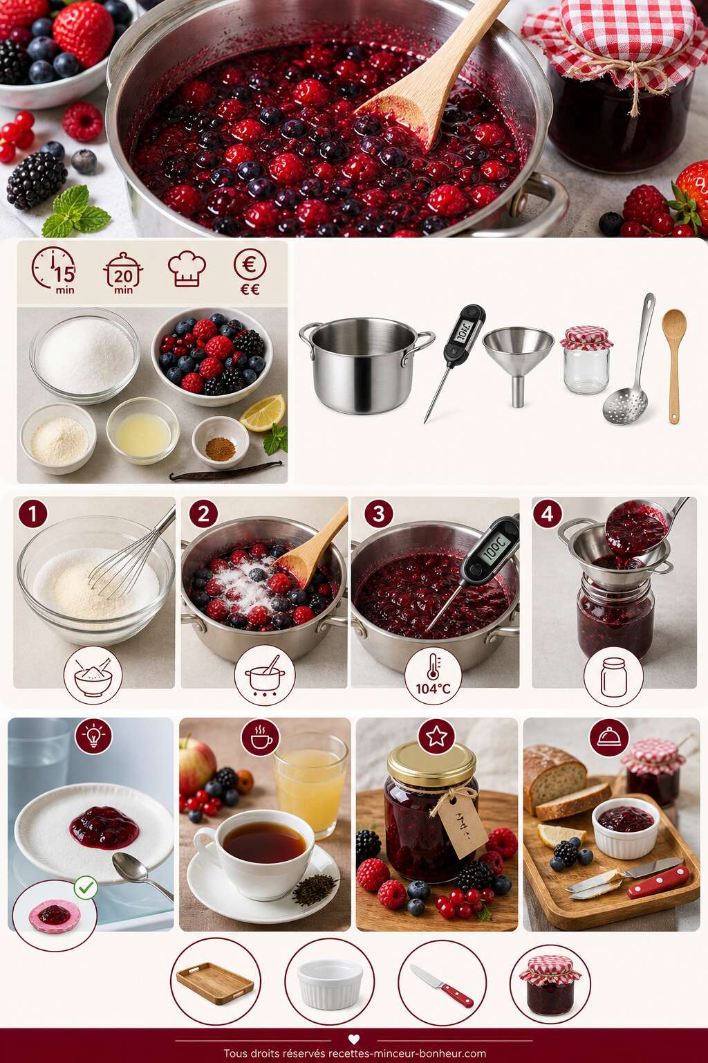 Fiche recette Recette de confiture mi-cuite aux fruits rouges maison Fiche recette Recette de confiture mi-cuite aux fruits rouges maison