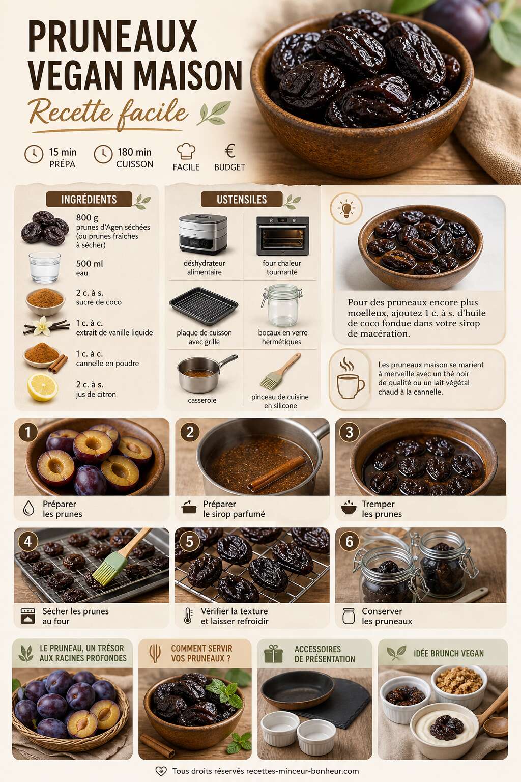 Fiche recette Pruneaux vegan maison : recette facile