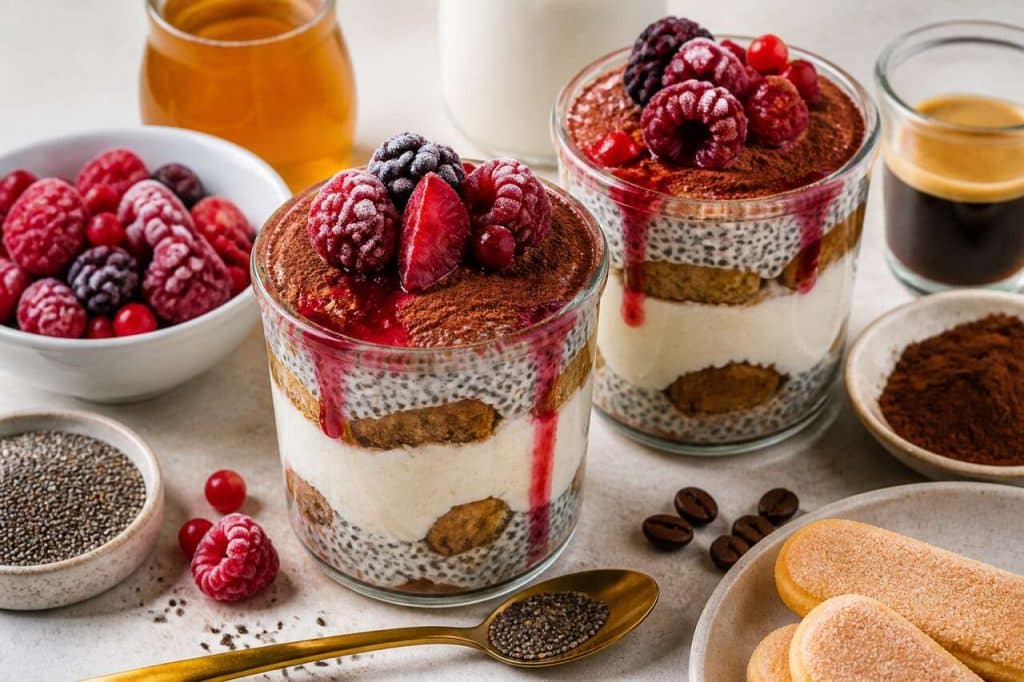 Chia pudding façon tiramisu aux fruits rouges : une recette gourmande et saine