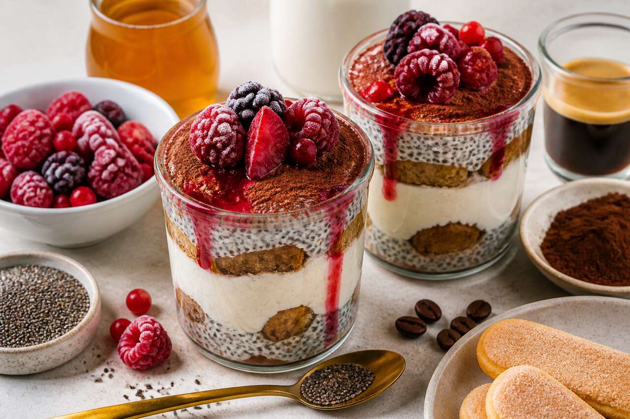 Chia pudding façon tiramisu aux fruits rouges : une recette gourmande et saine