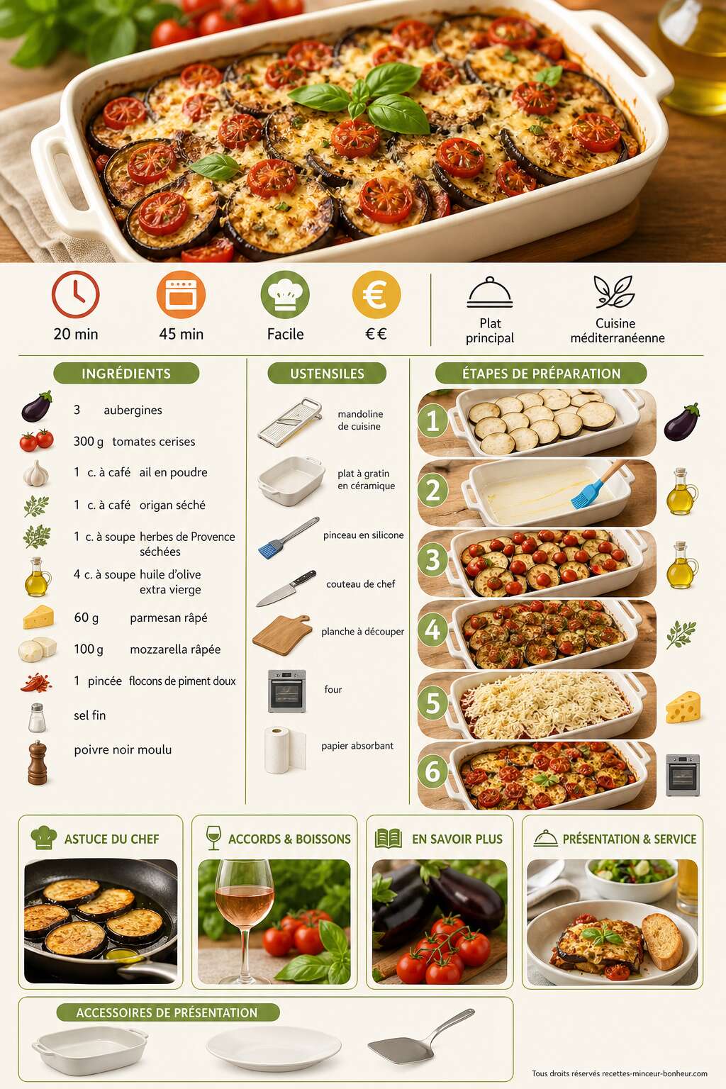 Fiche recette Gratin d'aubergine et tomates cerises : recette savoureuse et saine Fiche recette Gratin d'aubergine et tomates cerises : recette savoureuse et saine