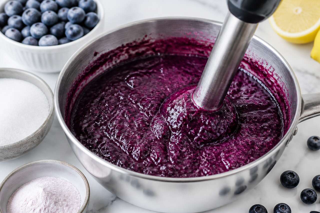 Recette confiture de myrtilles mi-cuite et mixée