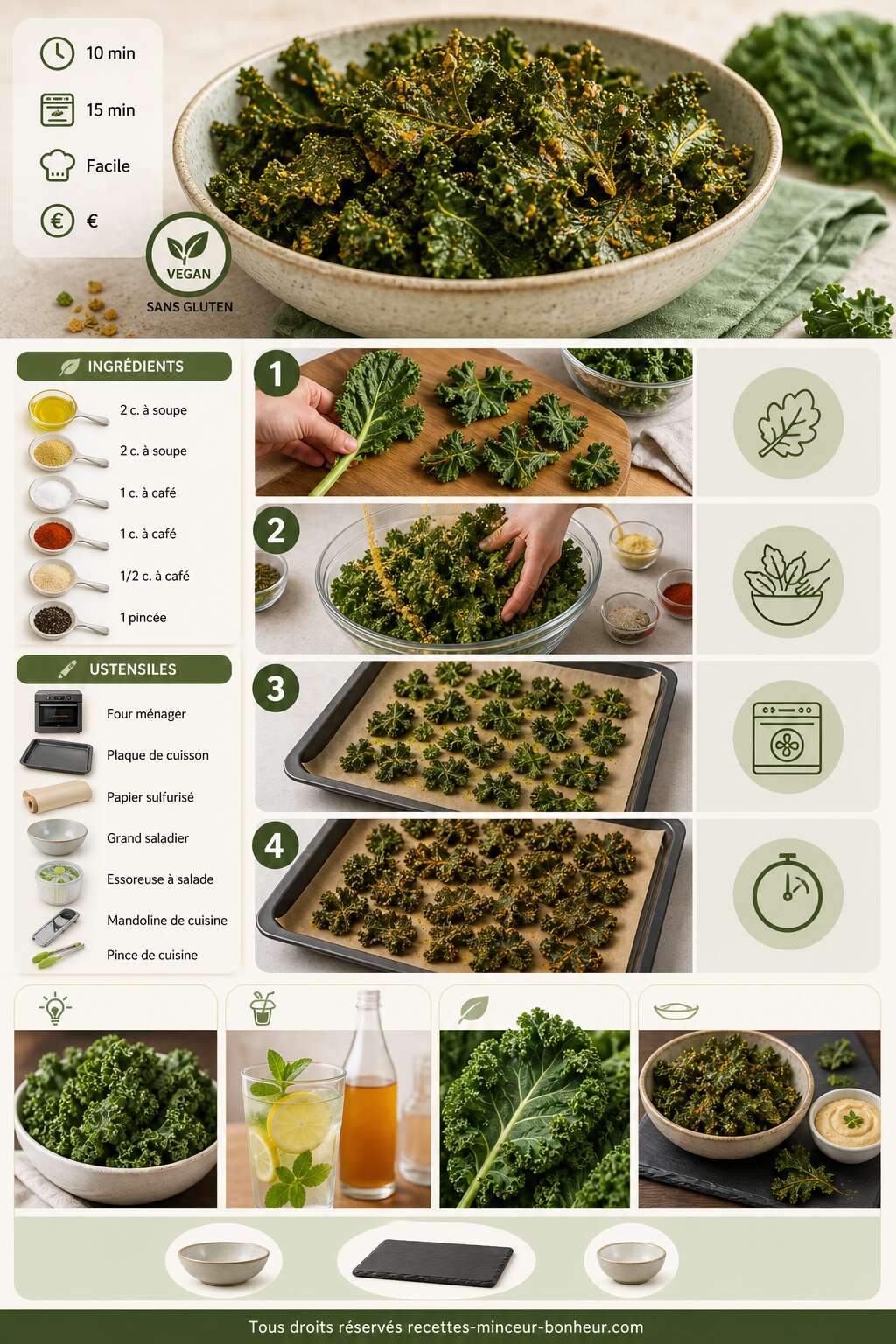 Fiche recette Recette de chips de kale vegan maison Fiche recette Recette de chips de kale vegan maison