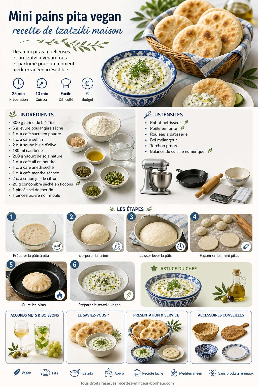 Fiche recette Mini pains pita vegan : recette de tzatziki maison