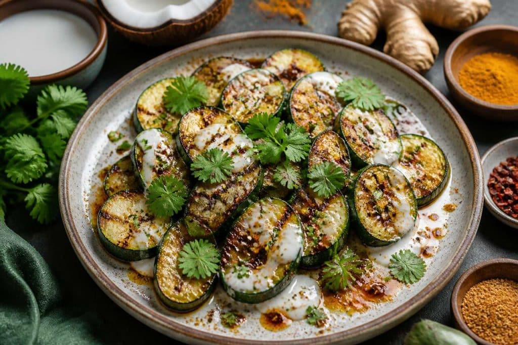 Courgettes rôties au lait de coco : recette vegan savoureuse