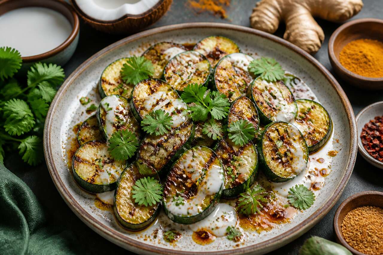 Courgettes rôties au lait de coco : recette vegan savoureuse