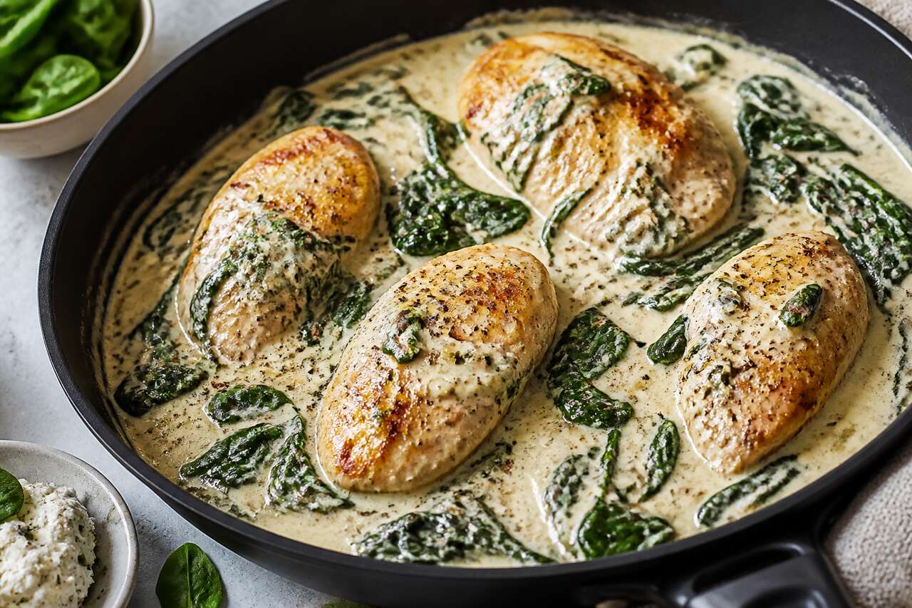 Poulet aux épinards et Boursin : recette facile et savoureuse