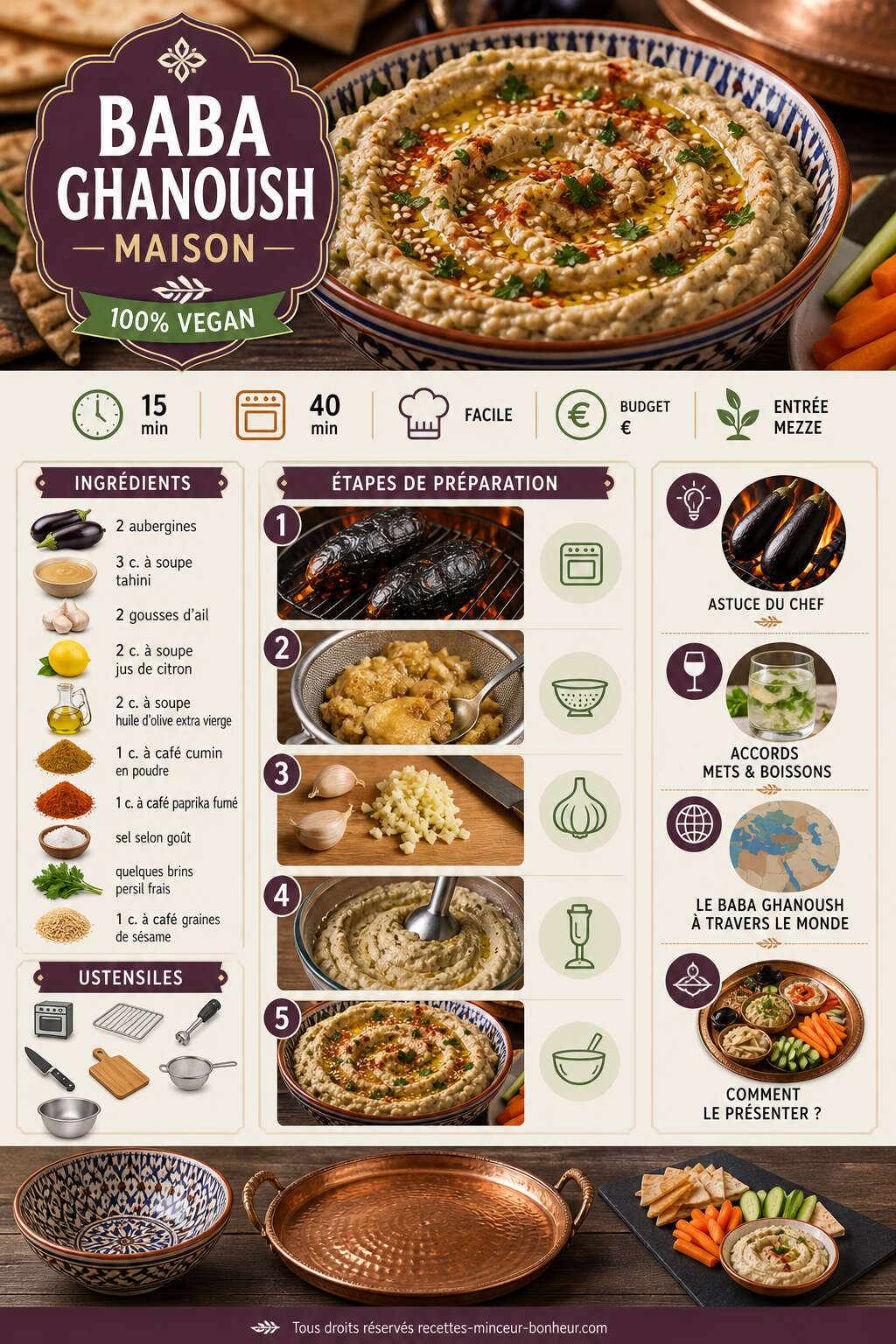 Fiche recette Recette vegan : baba ghanoush maison