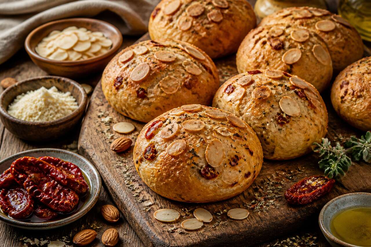 Recette de petits pains aux tomates et amandes
