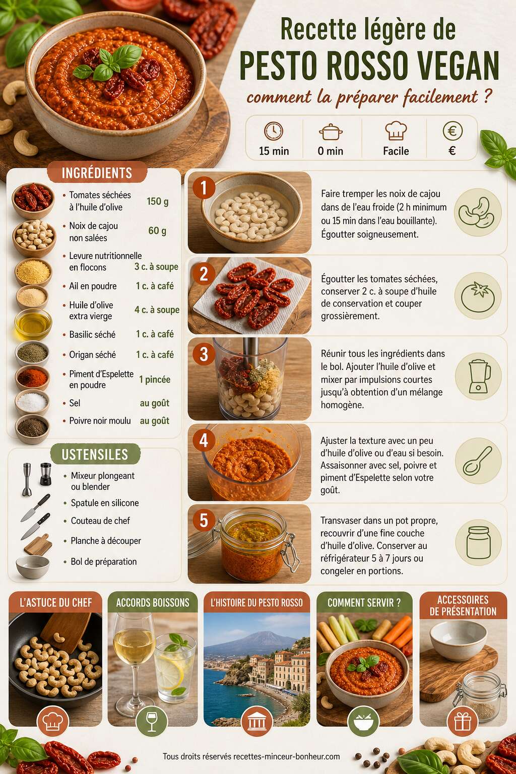 Fiche recette Recette légère de pesto rosso vegan : comment la préparer facilement ? Fiche recette Recette légère de pesto rosso vegan : comment la préparer facilement ?