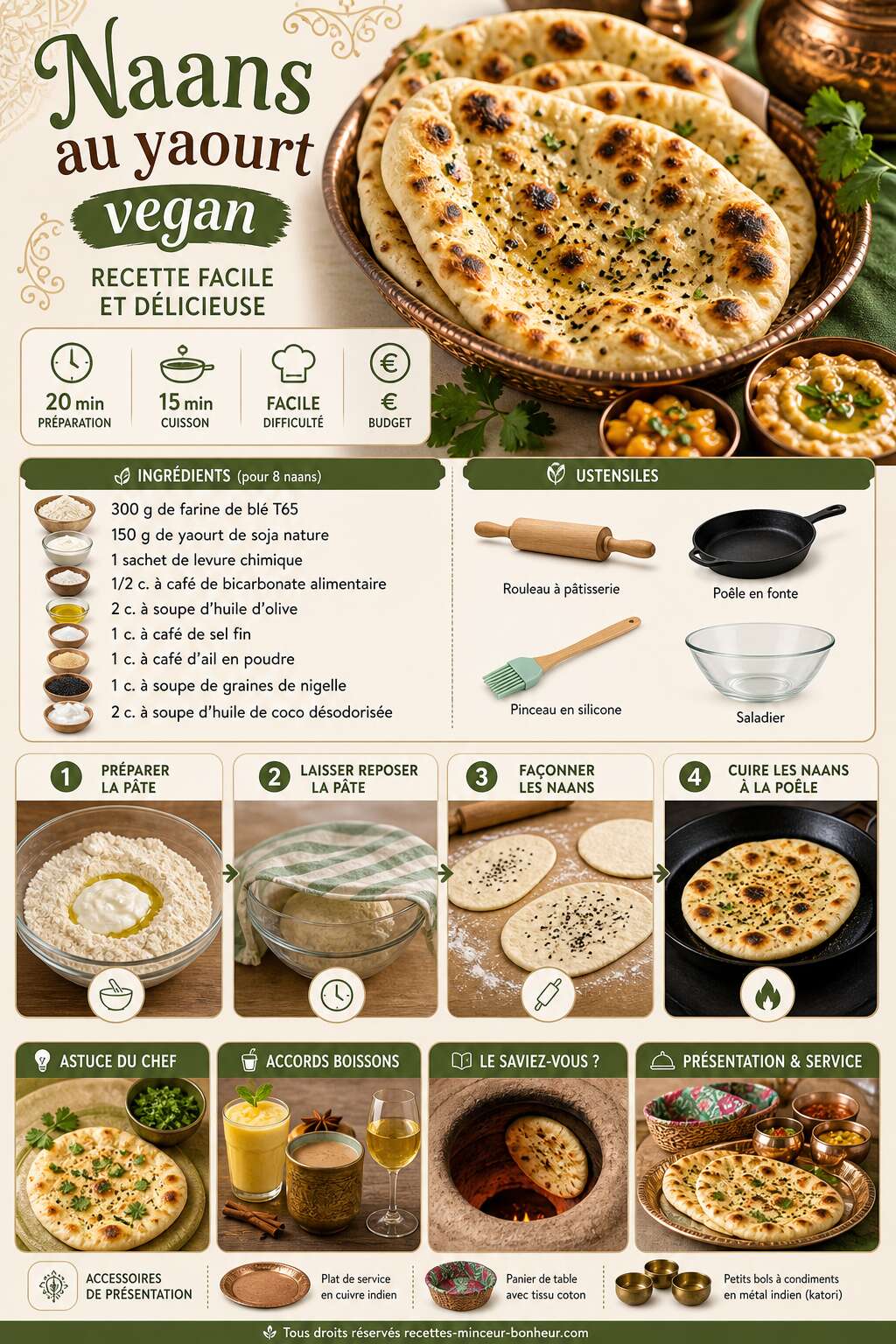 Fiche recette Naans au yaourt vegan : recette facile et délicieuse Fiche recette Naans au yaourt vegan : recette facile et délicieuse