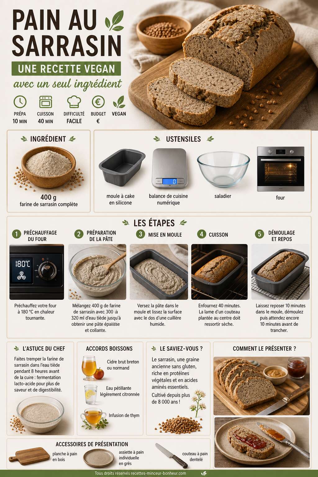 Fiche recette Pain au sarrasin : une recette vegan avec un seul ingrédient Fiche recette Pain au sarrasin : une recette vegan avec un seul ingrédient