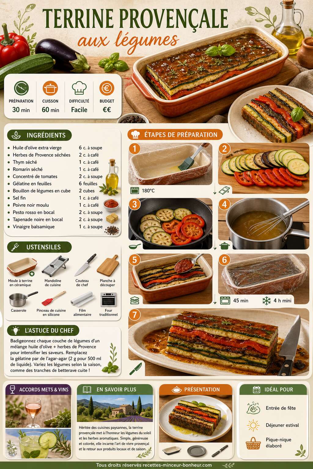 Fiche recette Terrine proven&ccedil;ale aux l&eacute;gumes : recette savoureuse et facile