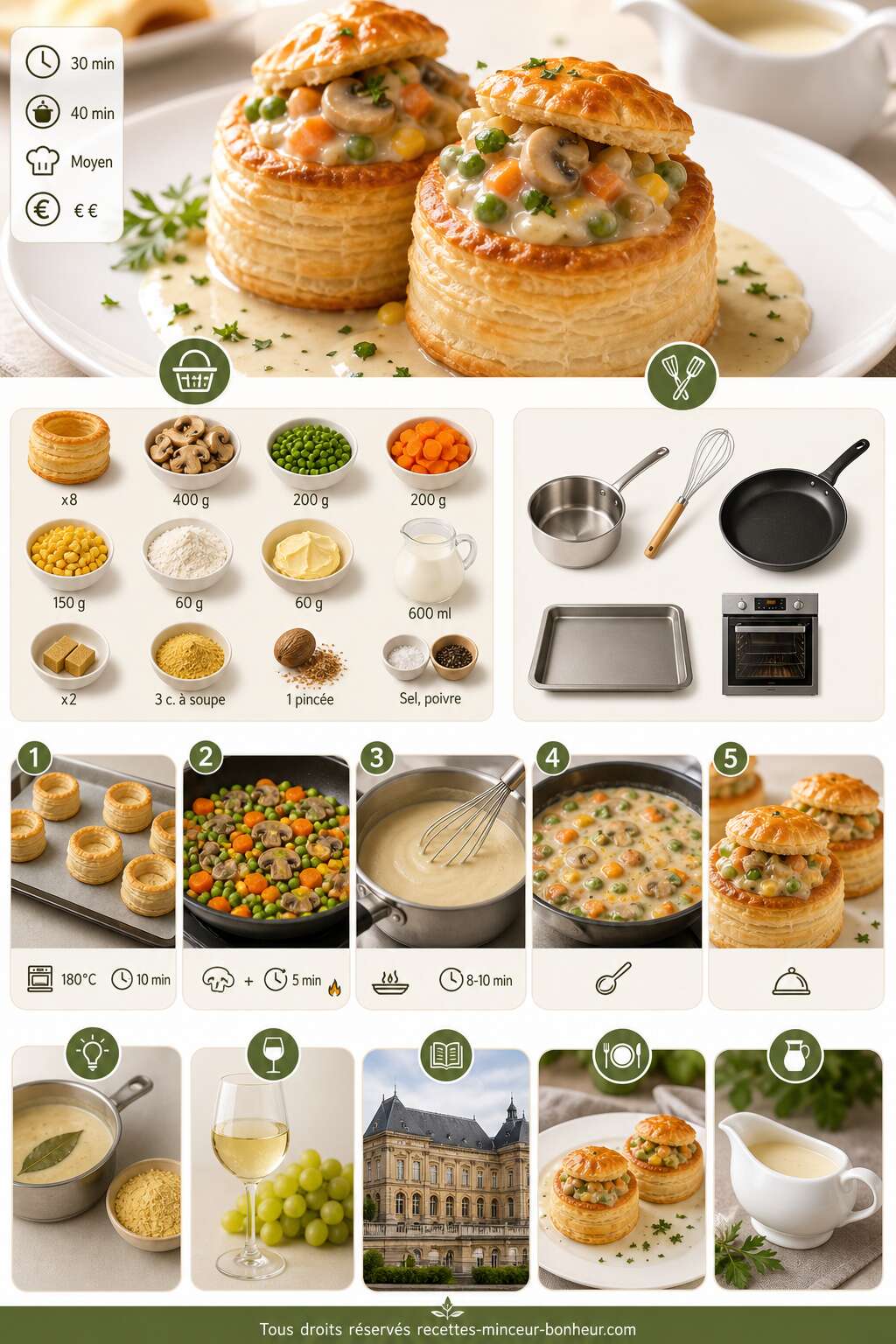 Fiche recette Bouch&eacute;es &agrave; la reine v&eacute;ganes aux l&eacute;gumes : recette savoureuse