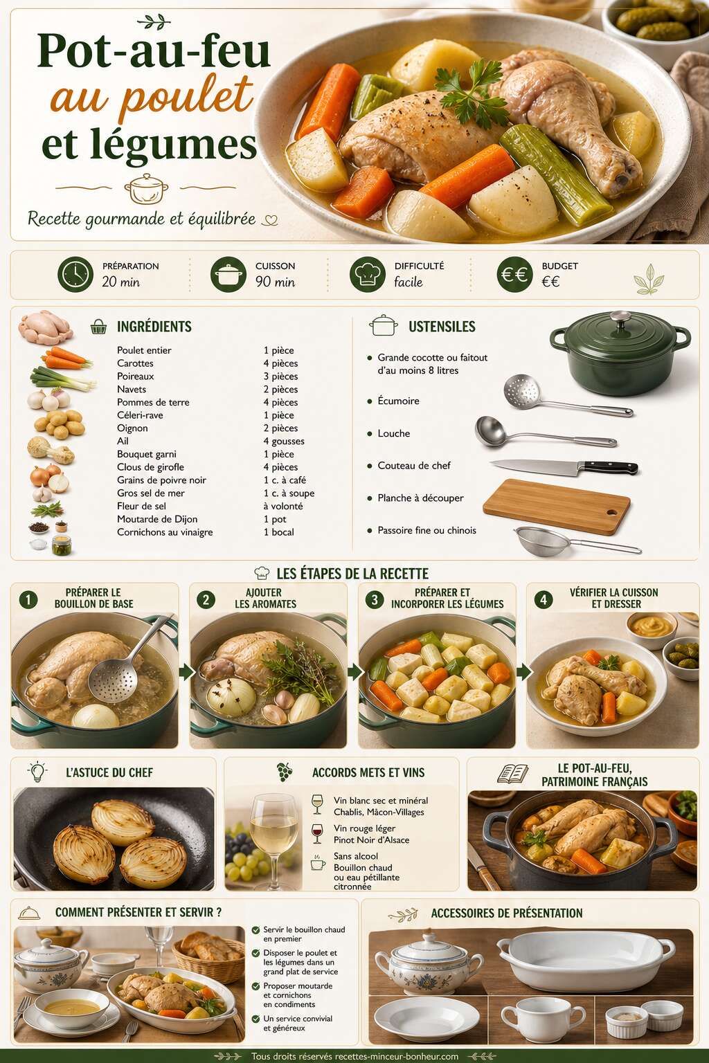 Fiche recette Pot-au-feu au poulet et l&eacute;gumes : recette gourmande et &eacute;quilibr&eacute;e