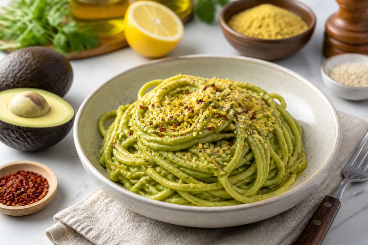 Pâtes vegan : délicieuse sauce à l'avocat