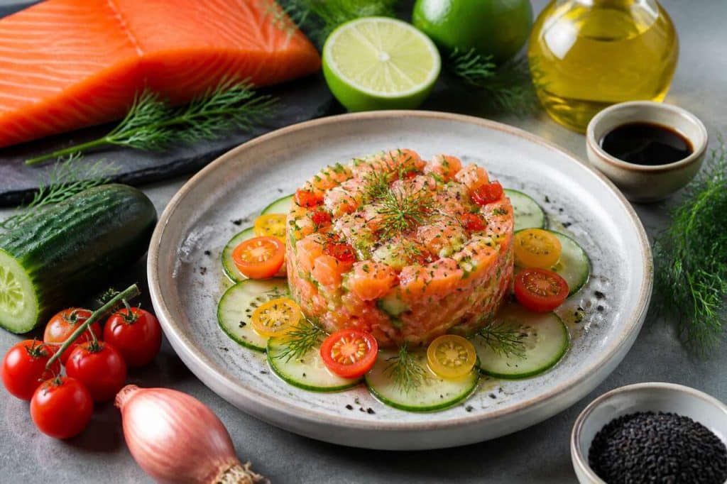 Tartare de saumon, concombre et tomates : recette fraîche et saine