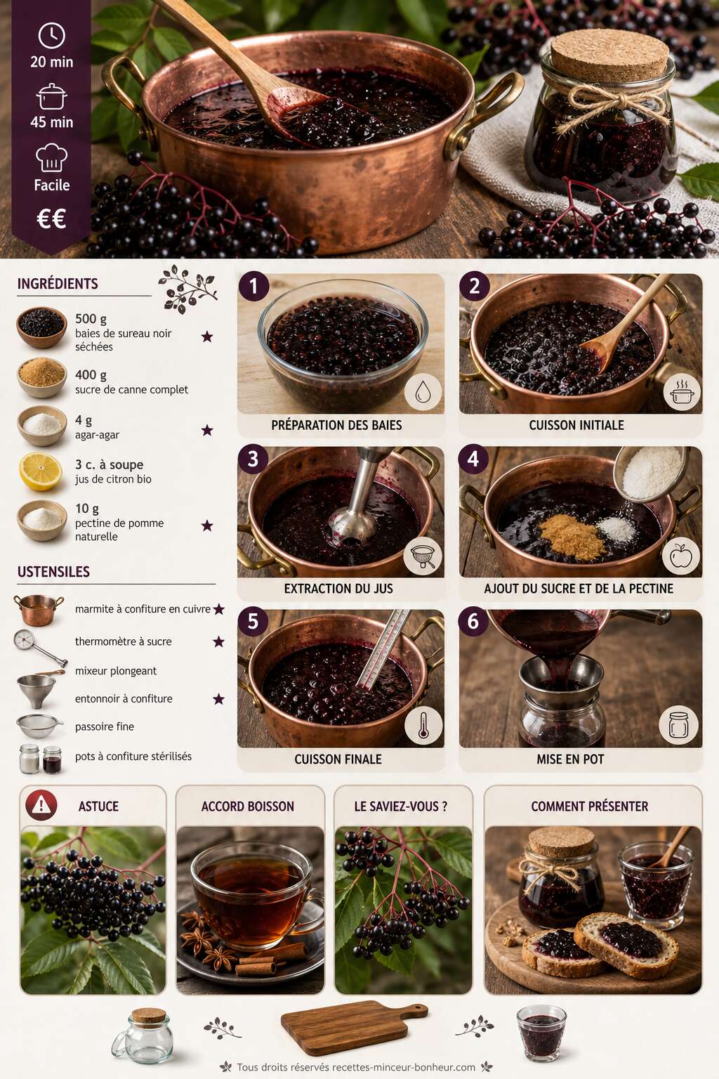 Fiche recette Recette vegan : confiture de baies de sureau maison