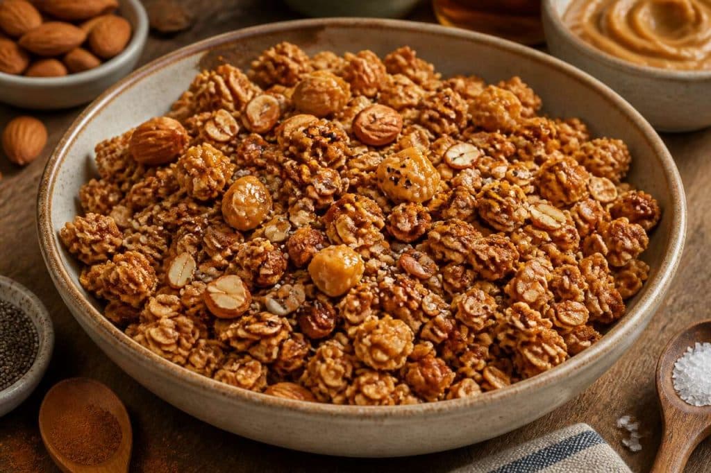 Granola au beurre de cacahuète : recette vegan saine et gourmande