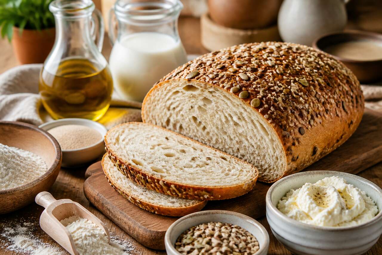 Recette de pain à la ricotta et aux graines