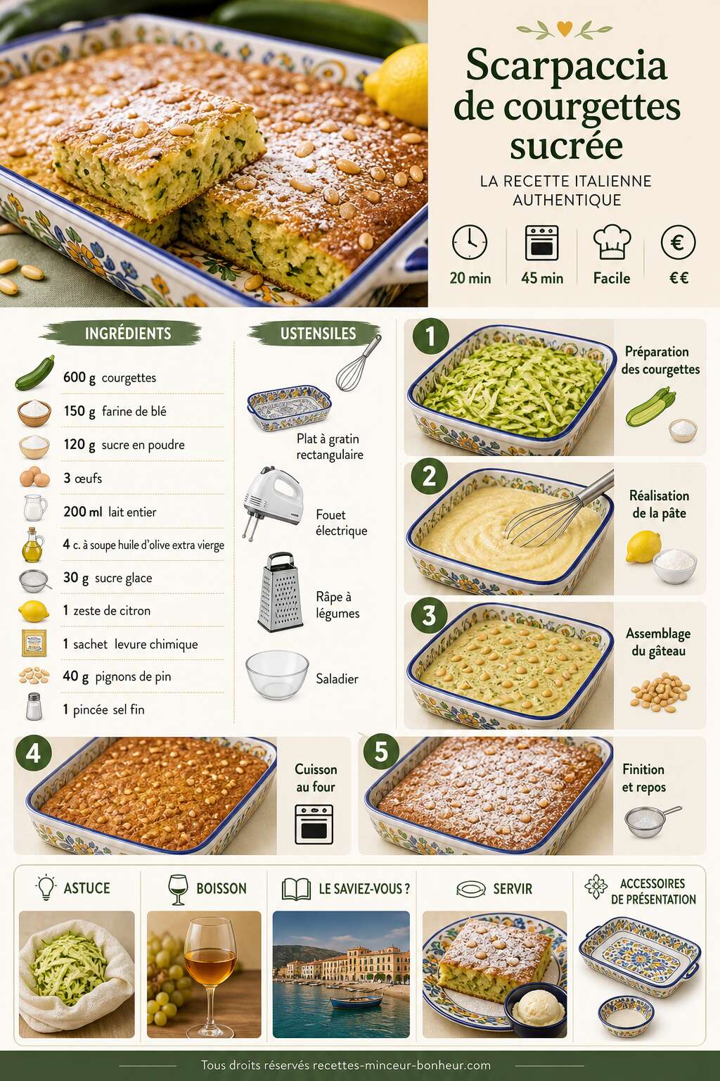 Fiche recette Scarpaccia de courgettes sucrée : découvrez la recette italienne authentique Fiche recette Scarpaccia de courgettes sucrée : découvrez la recette italienne authentique