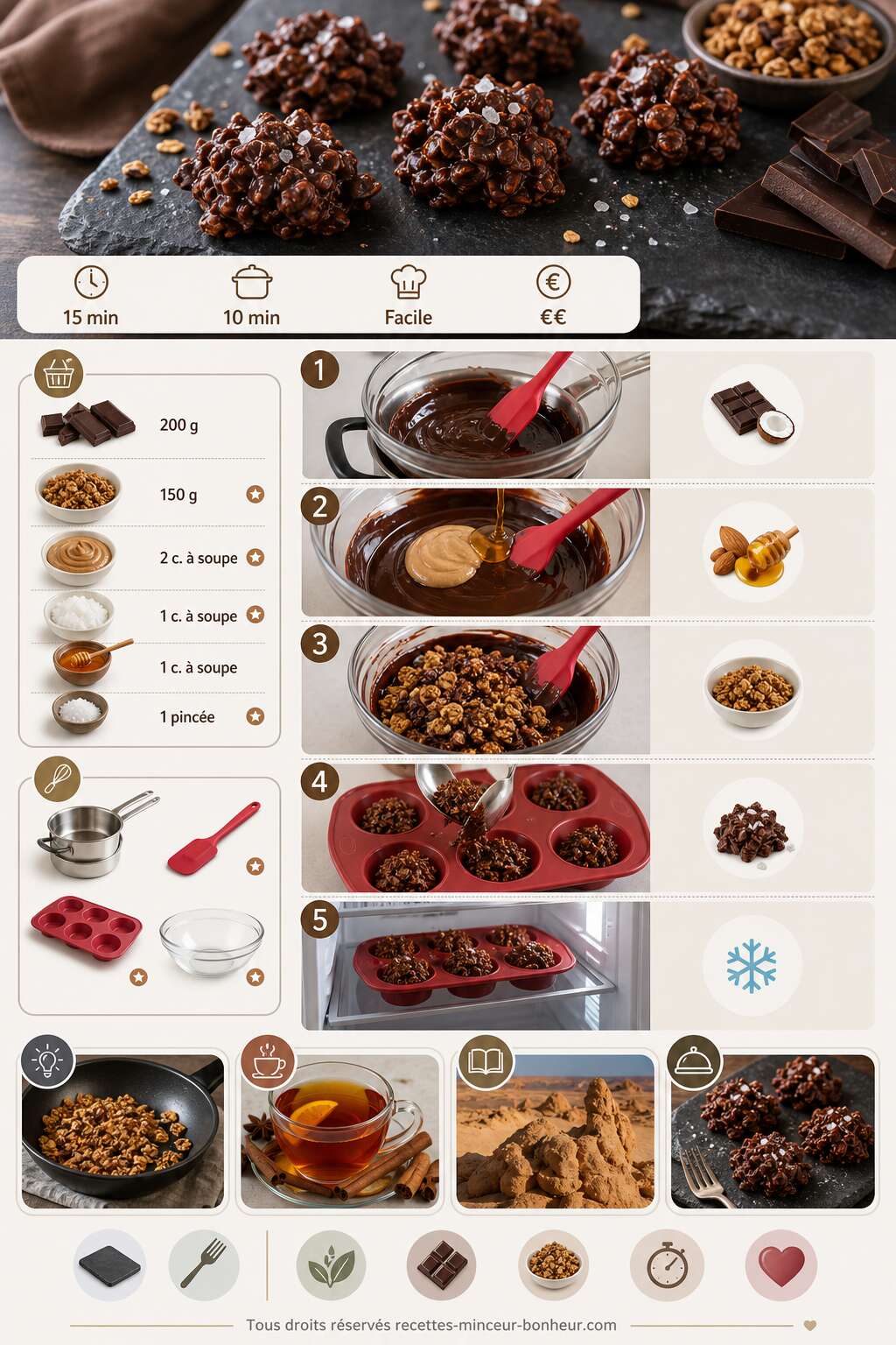 Fiche recette Rose des sables au granola : délicieuse recette santé Fiche recette Rose des sables au granola : délicieuse recette santé