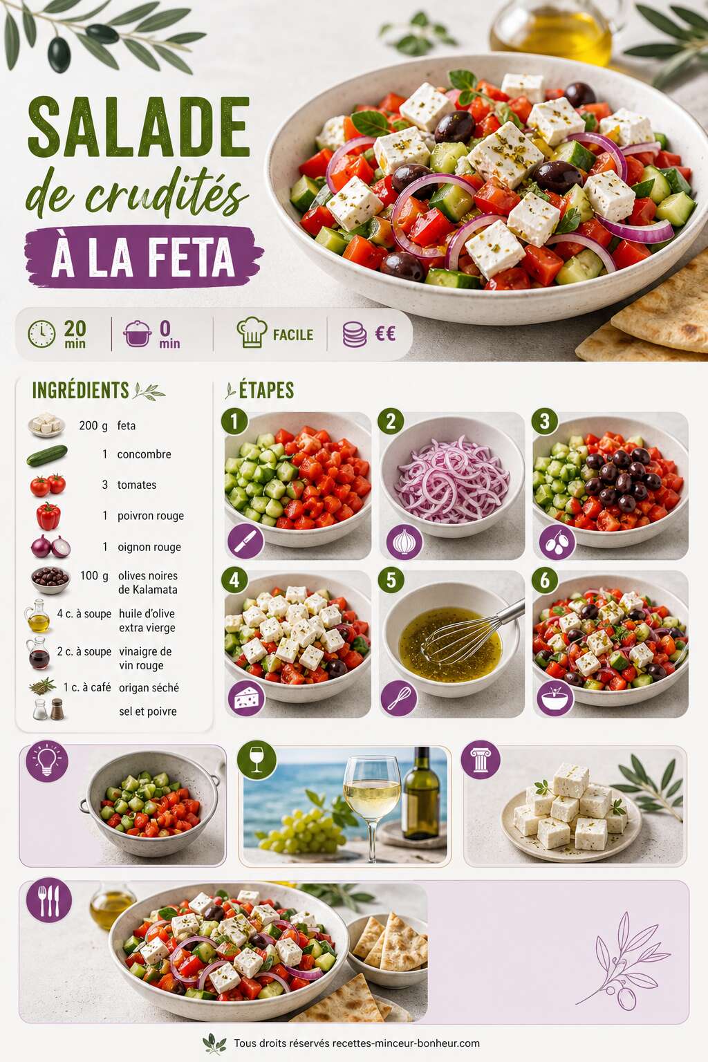 Fiche recette Salade de crudités à la feta : une recette fraîche et gourmande Fiche recette Salade de crudités à la feta : une recette fraîche et gourmande