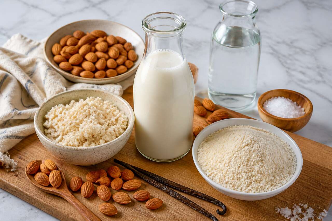 Lait, farine et okara d'amande faits maison : recette végétalienne