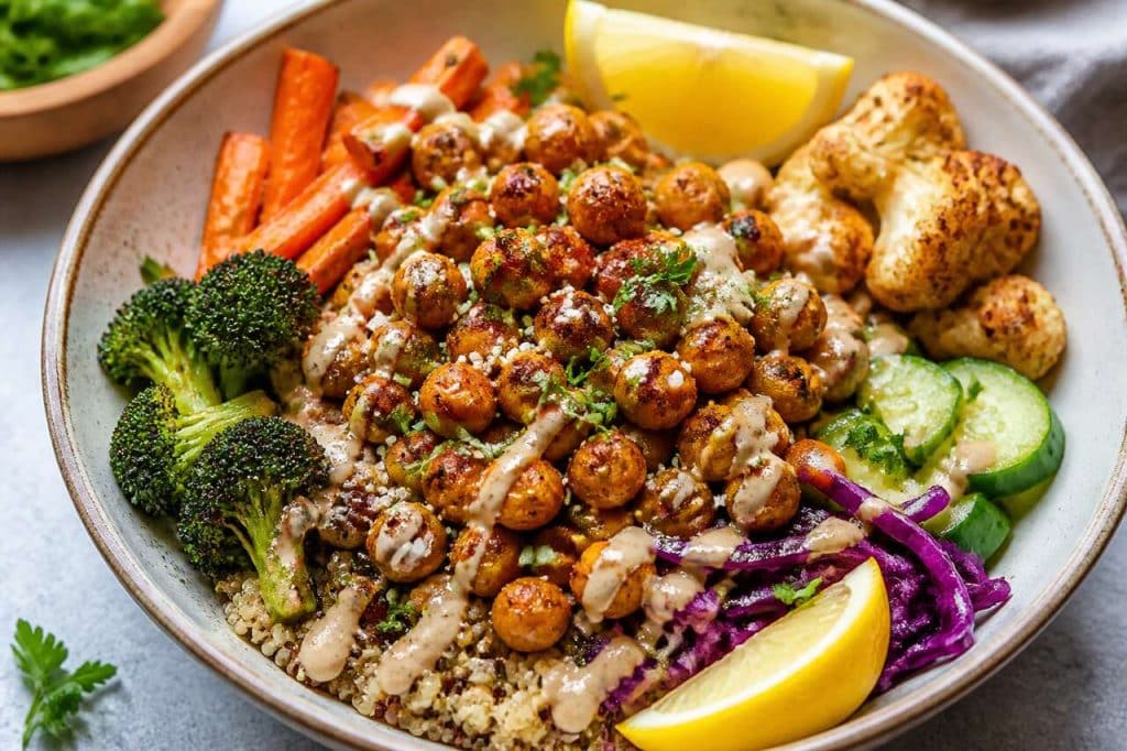 Veggie bowl carottes et pois chiches : recette saine et gourmande