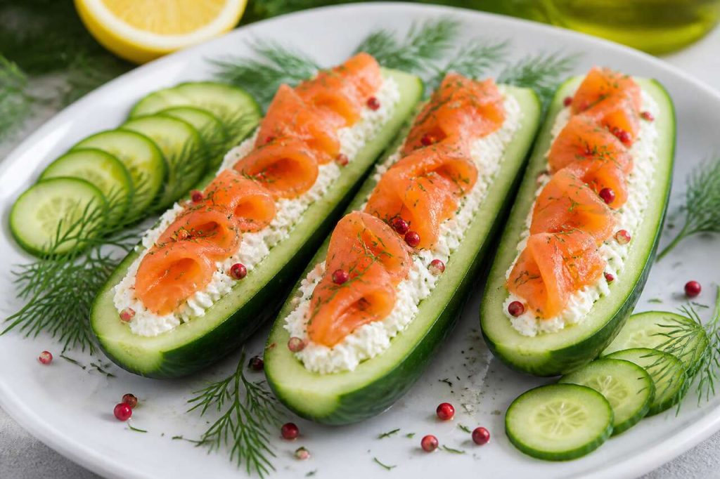 Concombre farci au saumon et chèvre frais : recette santé