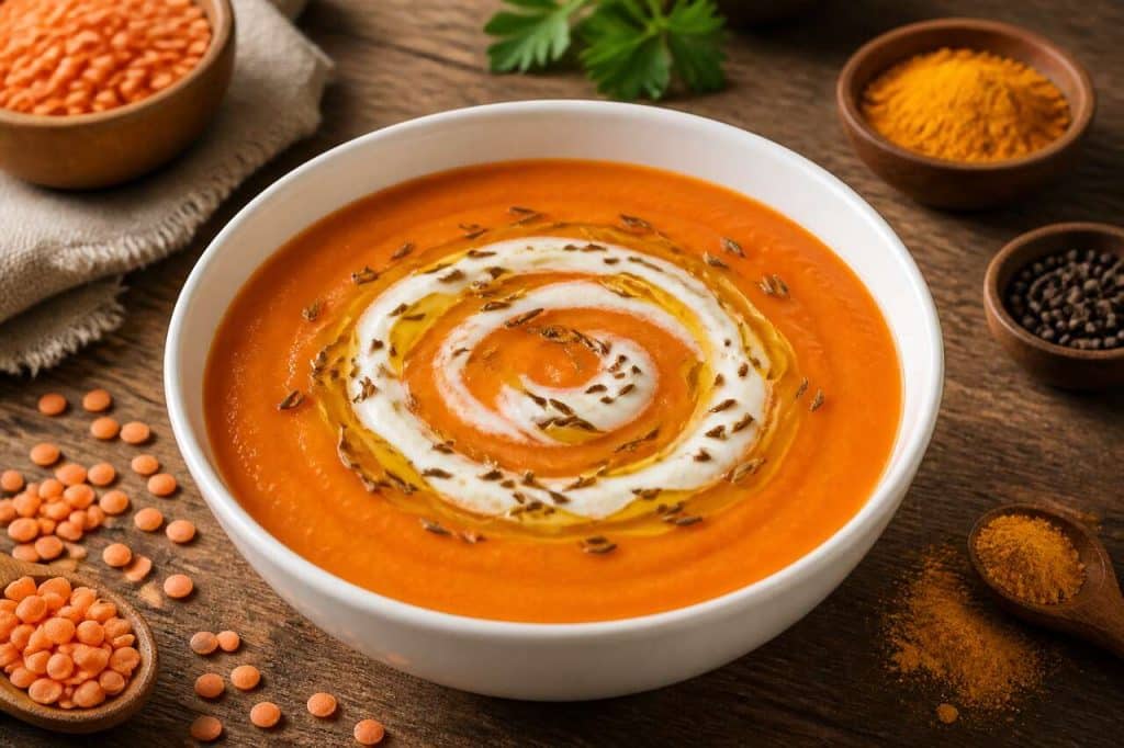 Velouté de lentilles corail : recette facile et saine