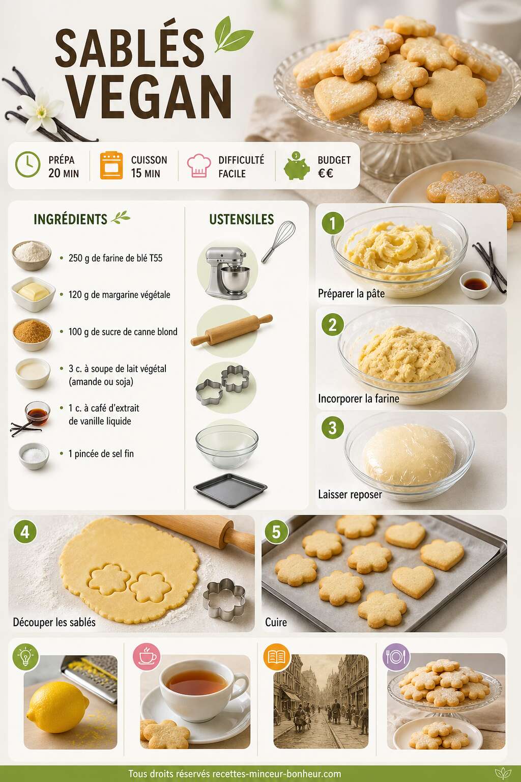Fiche recette Recette de sabl&eacute;s vegan