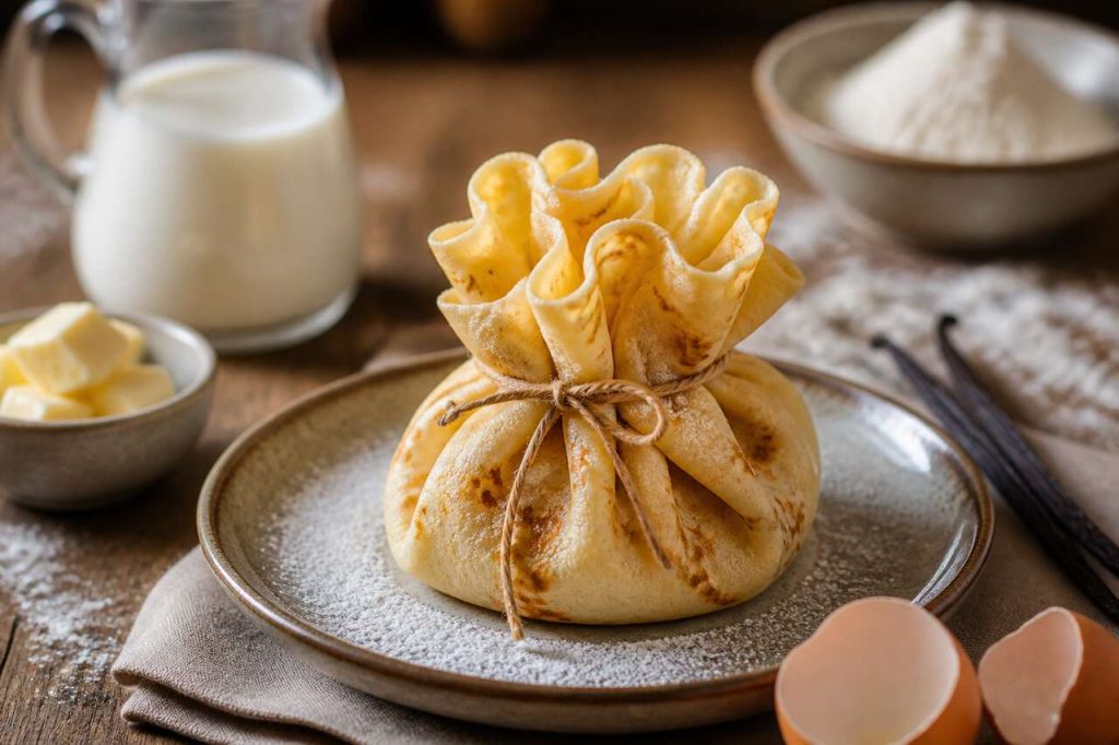 Aumônière De Crêpe À La Crème Pâtissière : recette Facile Et Délicieuse