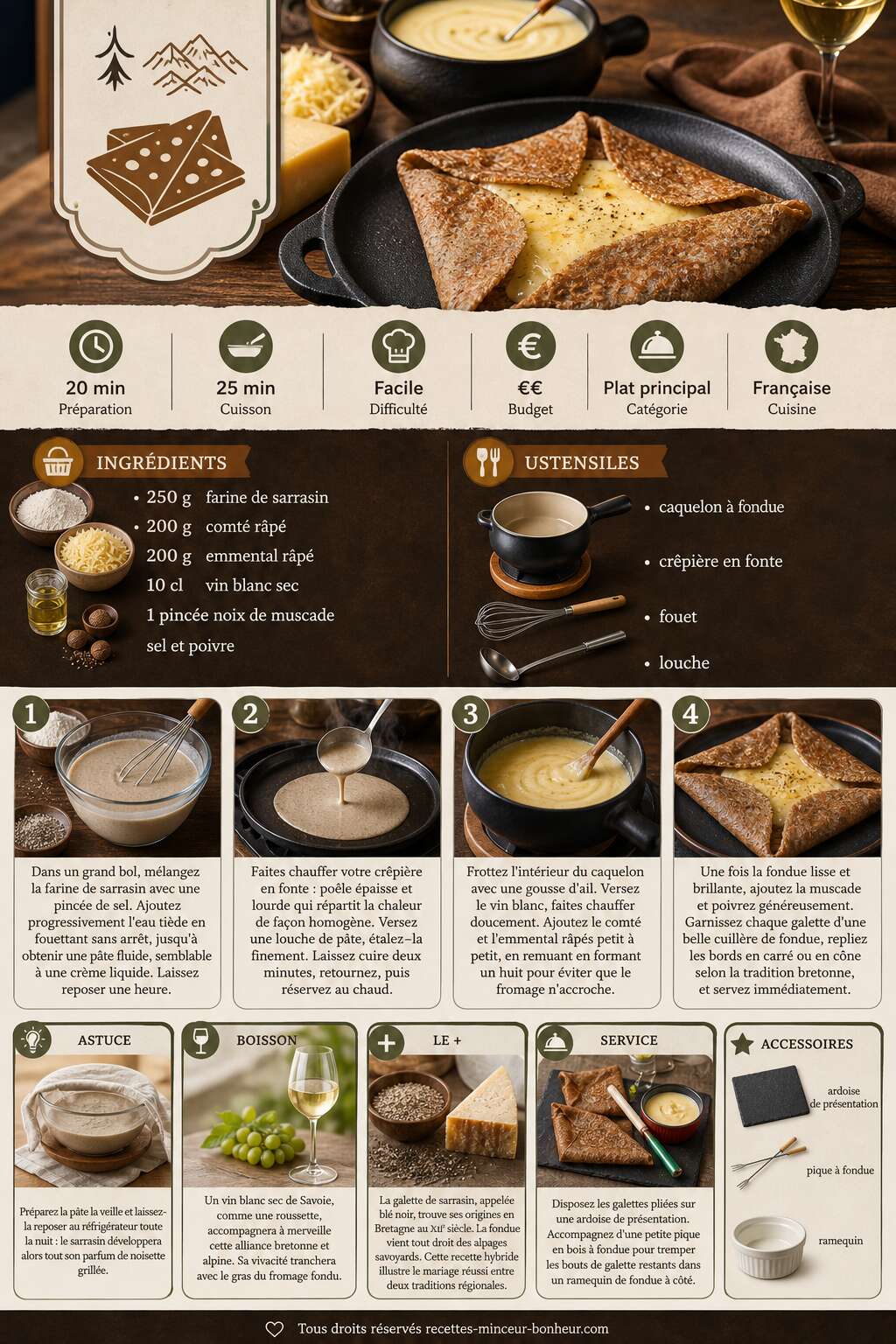 Fiche recette Galettes de sarrasin : recette de fondue au fromage