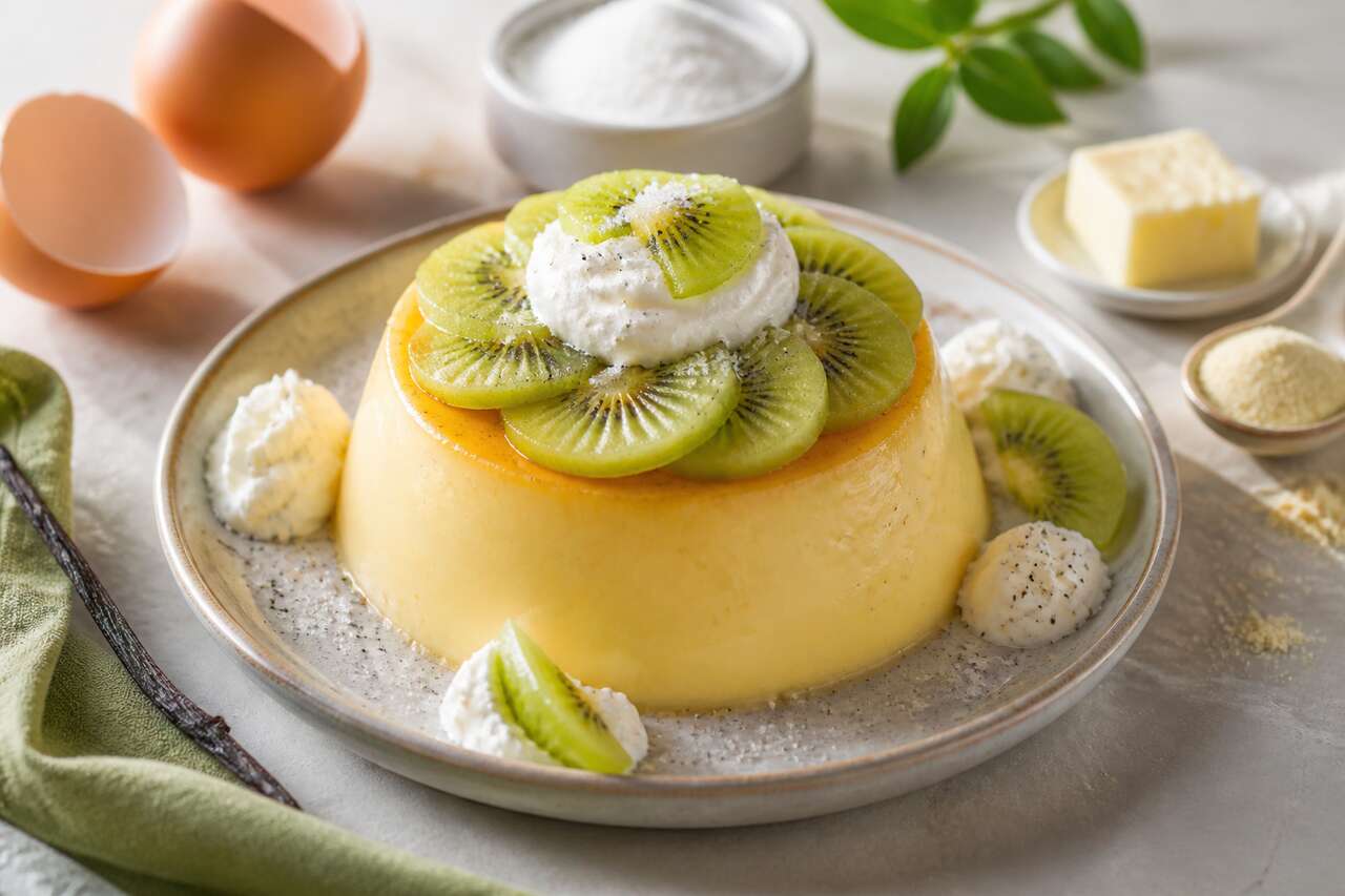 Recette de flan au Skyr et kiwi : un dessert léger et fruité