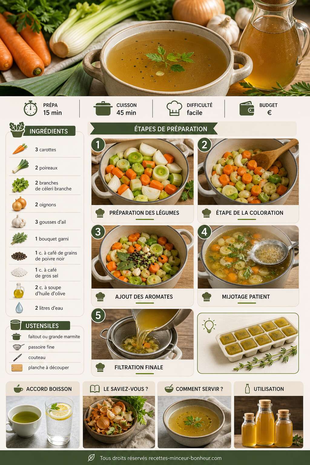 Fiche recette Recette de fond de légumes maison sain et facile Fiche recette Recette de fond de légumes maison sain et facile