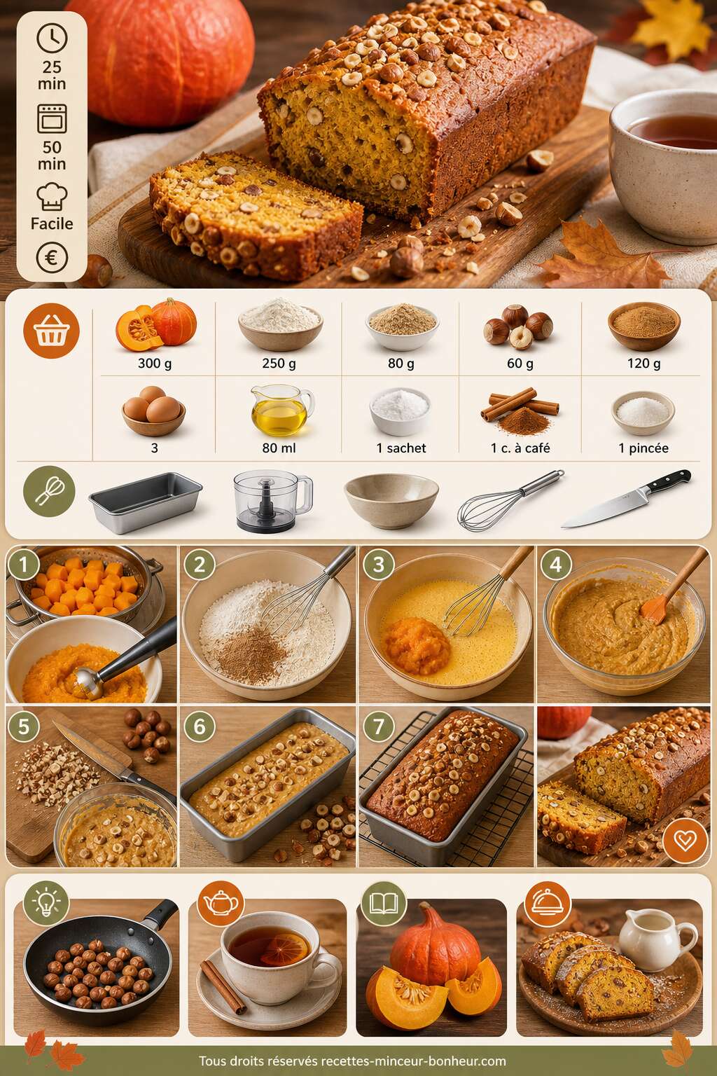 Fiche recette Cake potimarron et noisette : recette savoureuse Fiche recette Cake potimarron et noisette : recette savoureuse