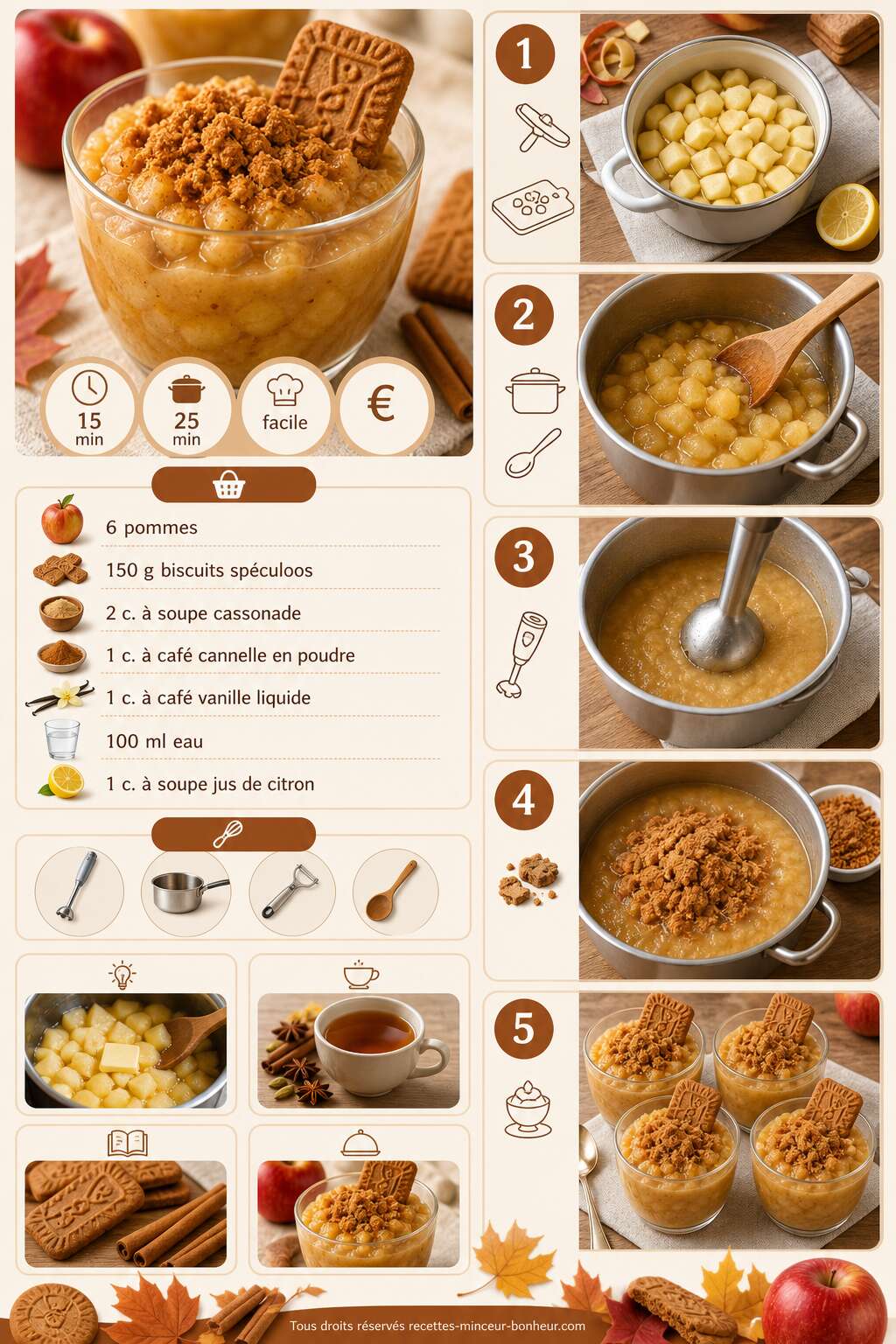 Fiche recette Compote de pommes aux spéculoos vegan : délice automnal Fiche recette Compote de pommes aux spéculoos vegan : délice automnal