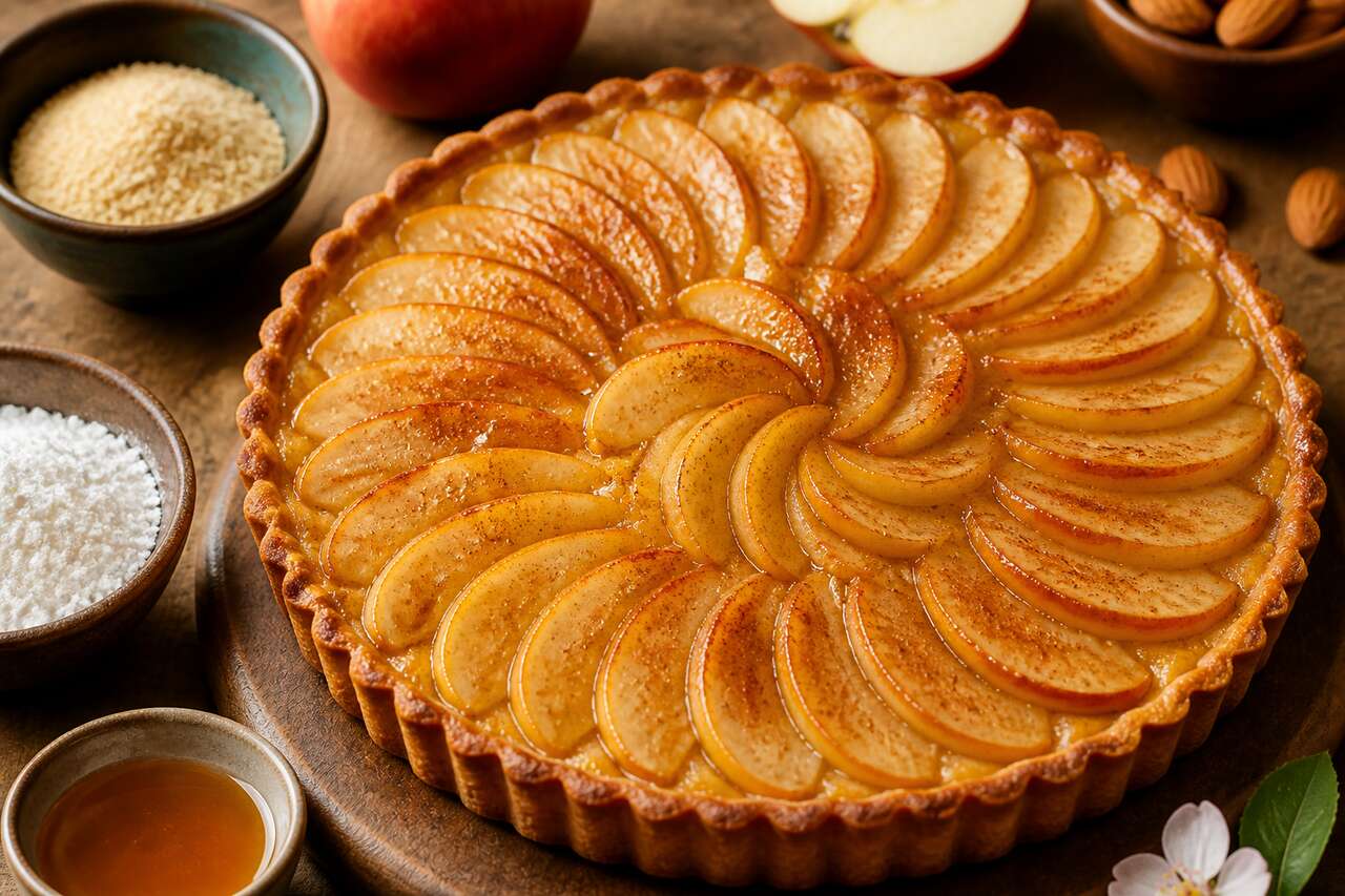 Tarte aux pommes : crème d'amande épicée
