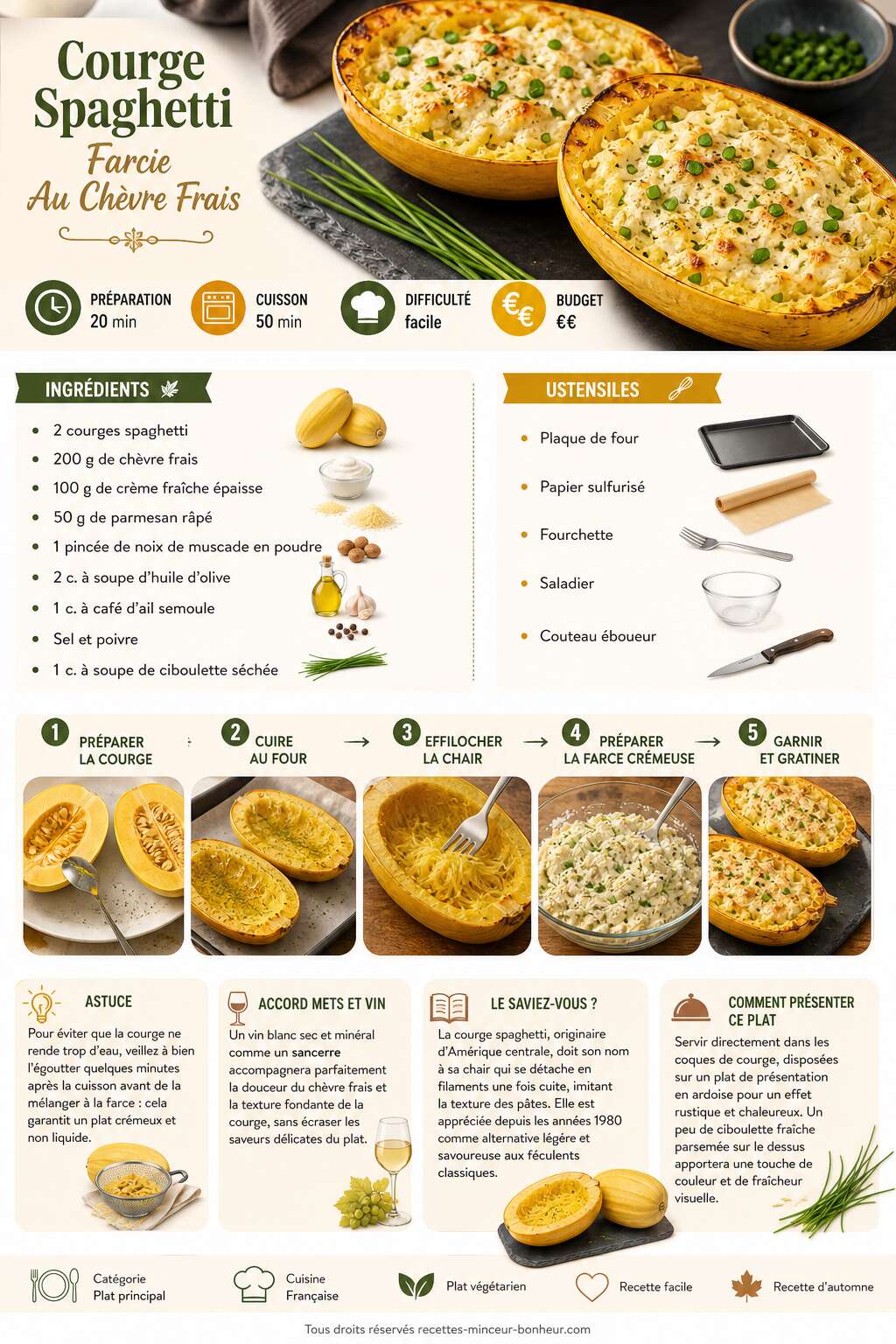 Fiche recette Courge Spaghetti Farcie Au Chèvre Frais Fiche recette Courge Spaghetti Farcie Au Chèvre Frais